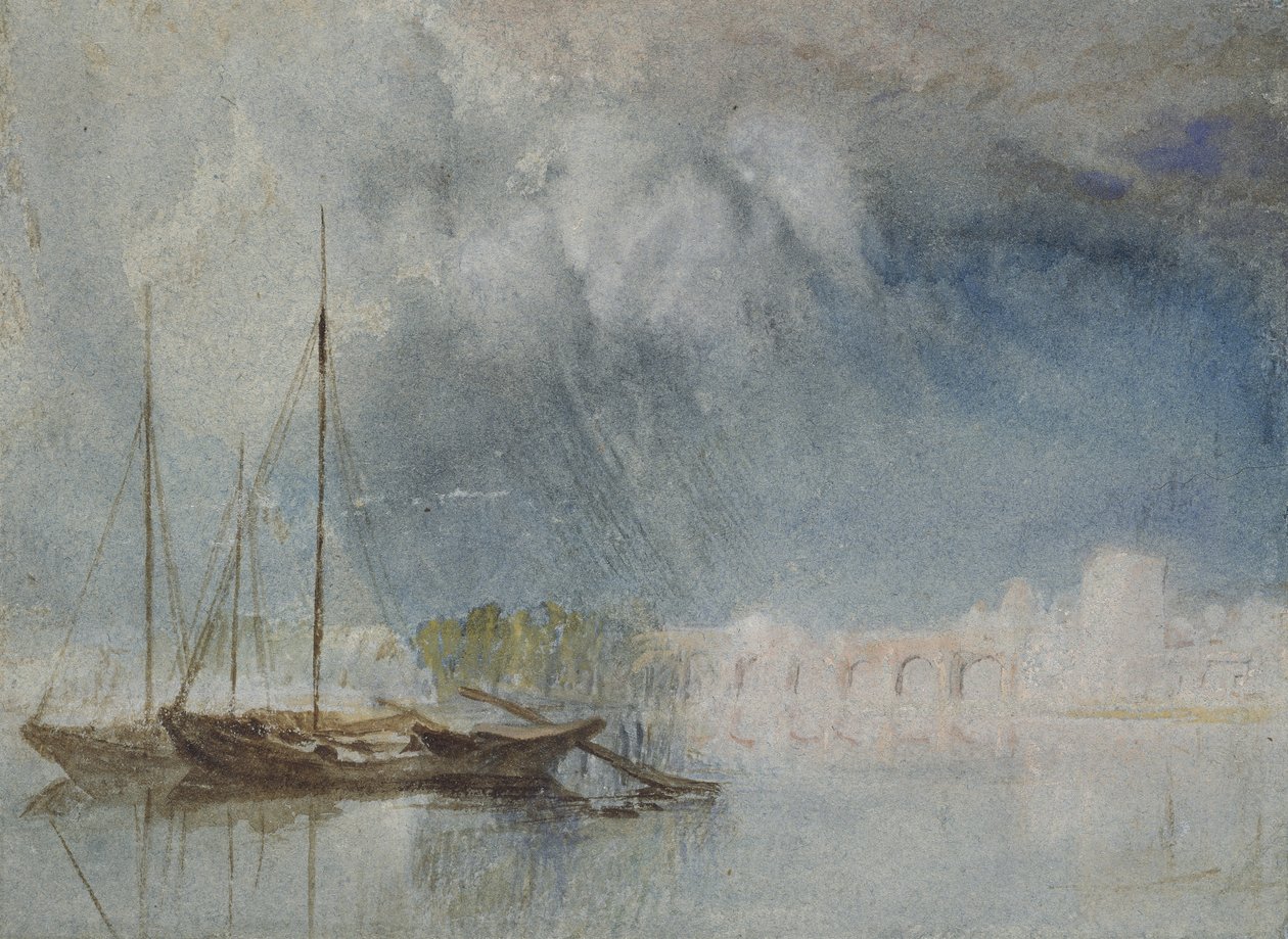 Nantes: Pont Pirmil, ca. 1830 (akvarel med kropsfarve og pen og brunt blæk) af Joseph Mallord William Turner