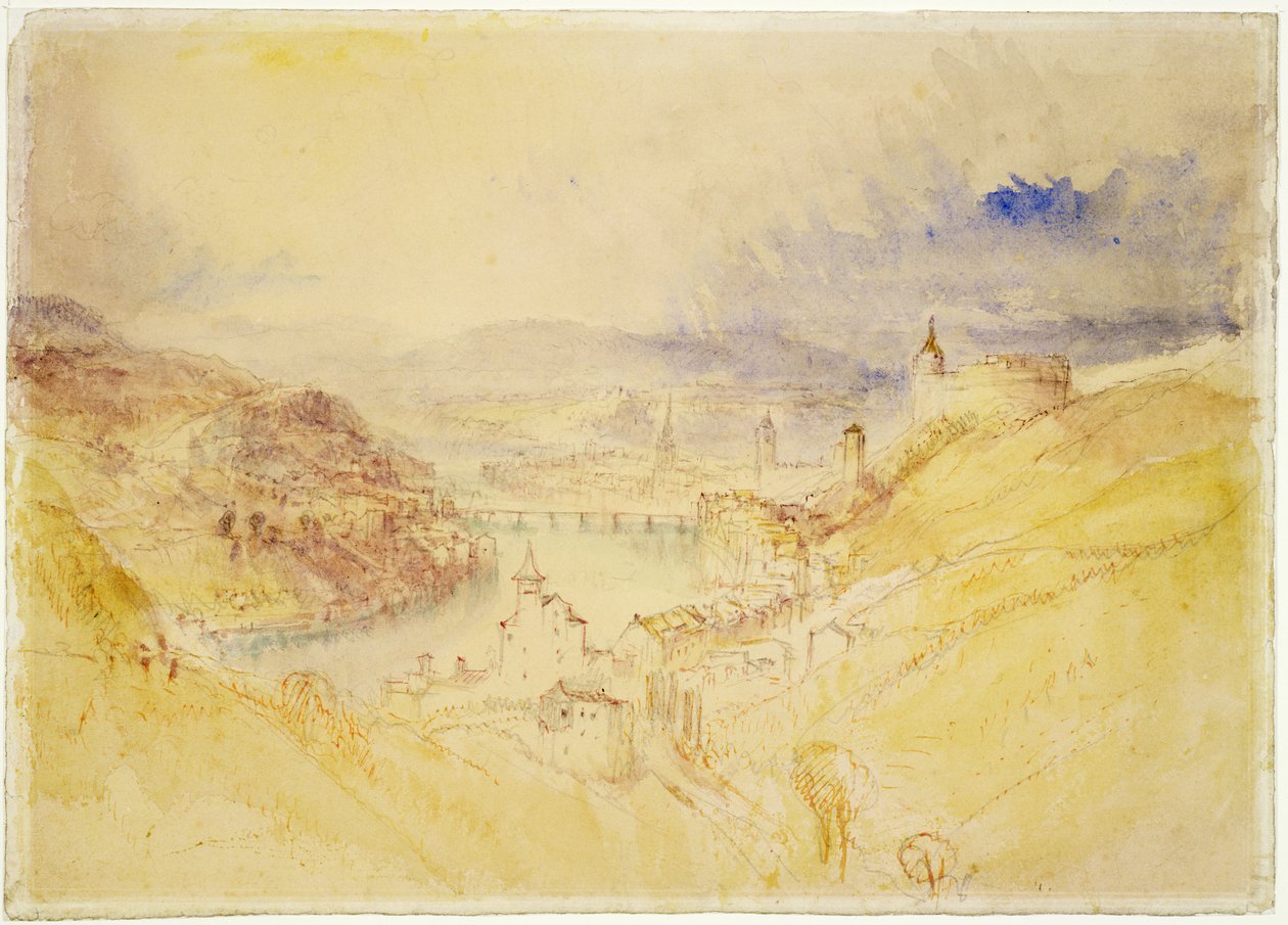 No.0583 Schaffhausen, ca. 1840-44 (toilet og blæk) af Joseph Mallord William Turner