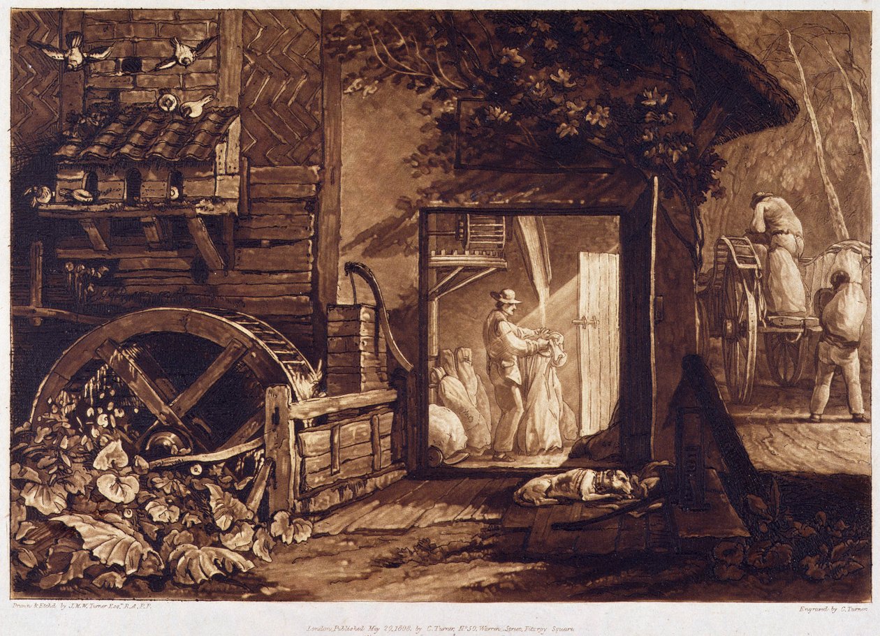 Pembury Mill, Kent, graveret af Charles Turner (1773-1857) 1853-74 af Joseph Mallord William Turner