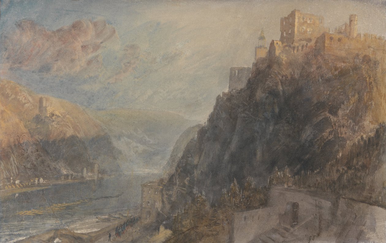 Rheinfels Ser til Katz og Gourhausen af Joseph Mallord William Turner