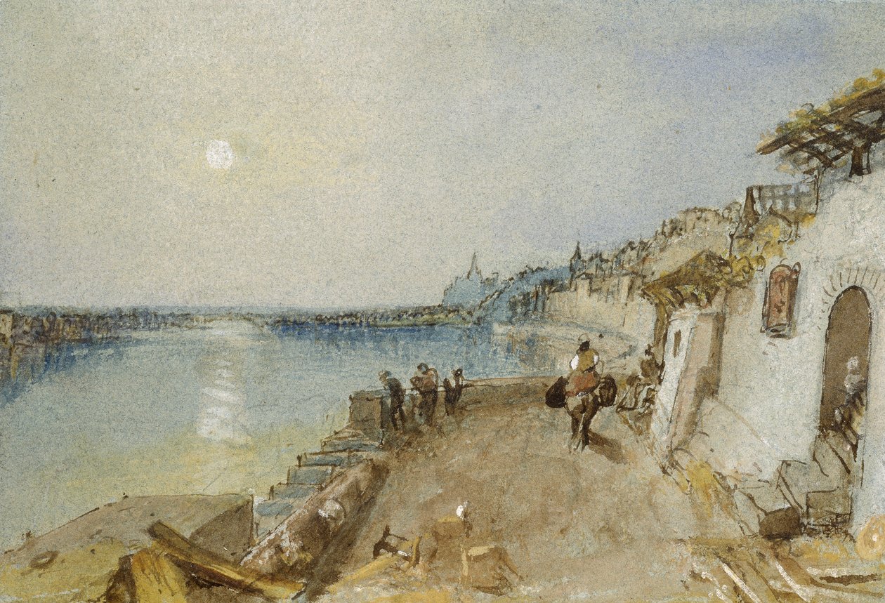 Rietz, nær Saumur, ca. 1830 (akvarel og kropsfarve over grafit med pen og brunt blæk) af Joseph Mallord William Turner