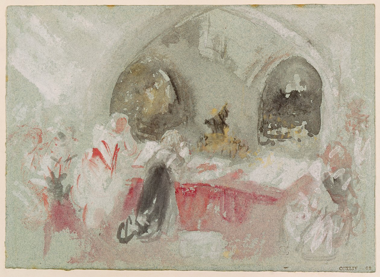 Gudstjeneste i kapellet i Petworth, 1830 (gouache) af Joseph Mallord William Turner