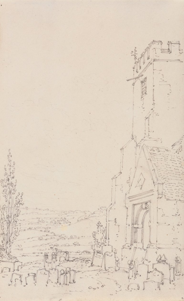 Sydveranda og tårn i en uidentificeret kirke af Joseph Mallord William Turner