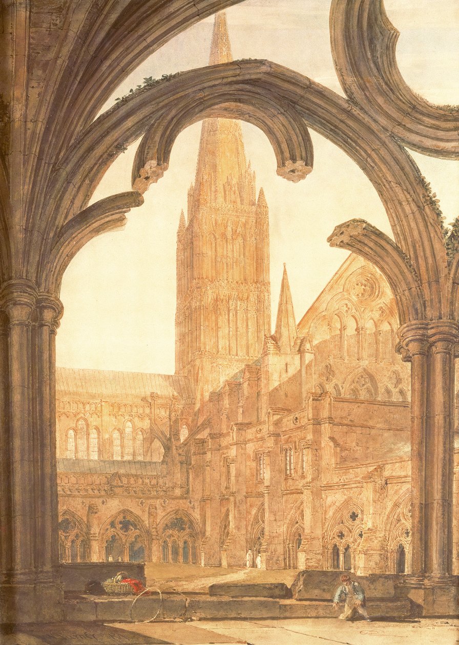 Sydlig udsigt over Salisbury Cathedral fra Cloisters, 1802 af Joseph Mallord William Turner