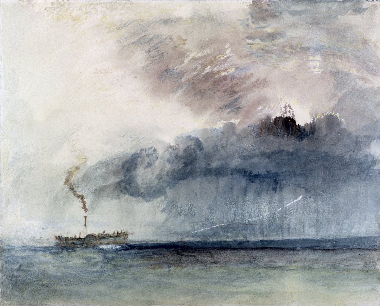 Steamboat in a Storm, ca. 1841 (wc og blyant på papir) af Joseph Mallord William Turner