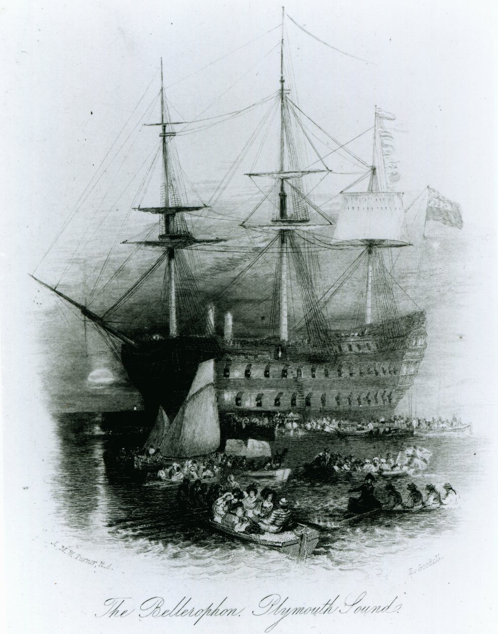 Bellerophon ved Plymouth Sound i 1815, 1834-36 af Joseph Mallord William Turner