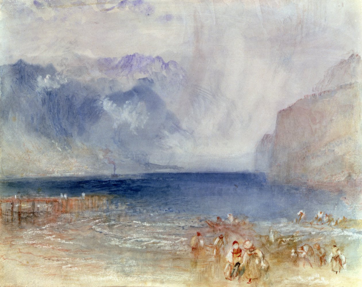 Den første damper på Luzern-søen i 1841 af Joseph Mallord William Turner