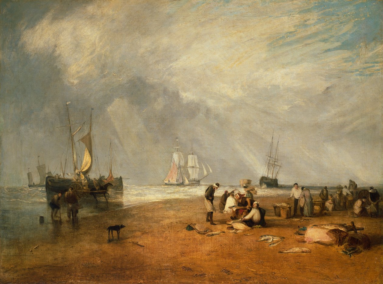 Fiskemarkedet på Hastings Beach af Joseph Mallord William Turner