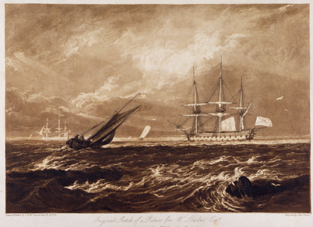 The Leader Sea Piece, graveret af Charles Turner (1773-1857) 1859-61 af Joseph Mallord William Turner