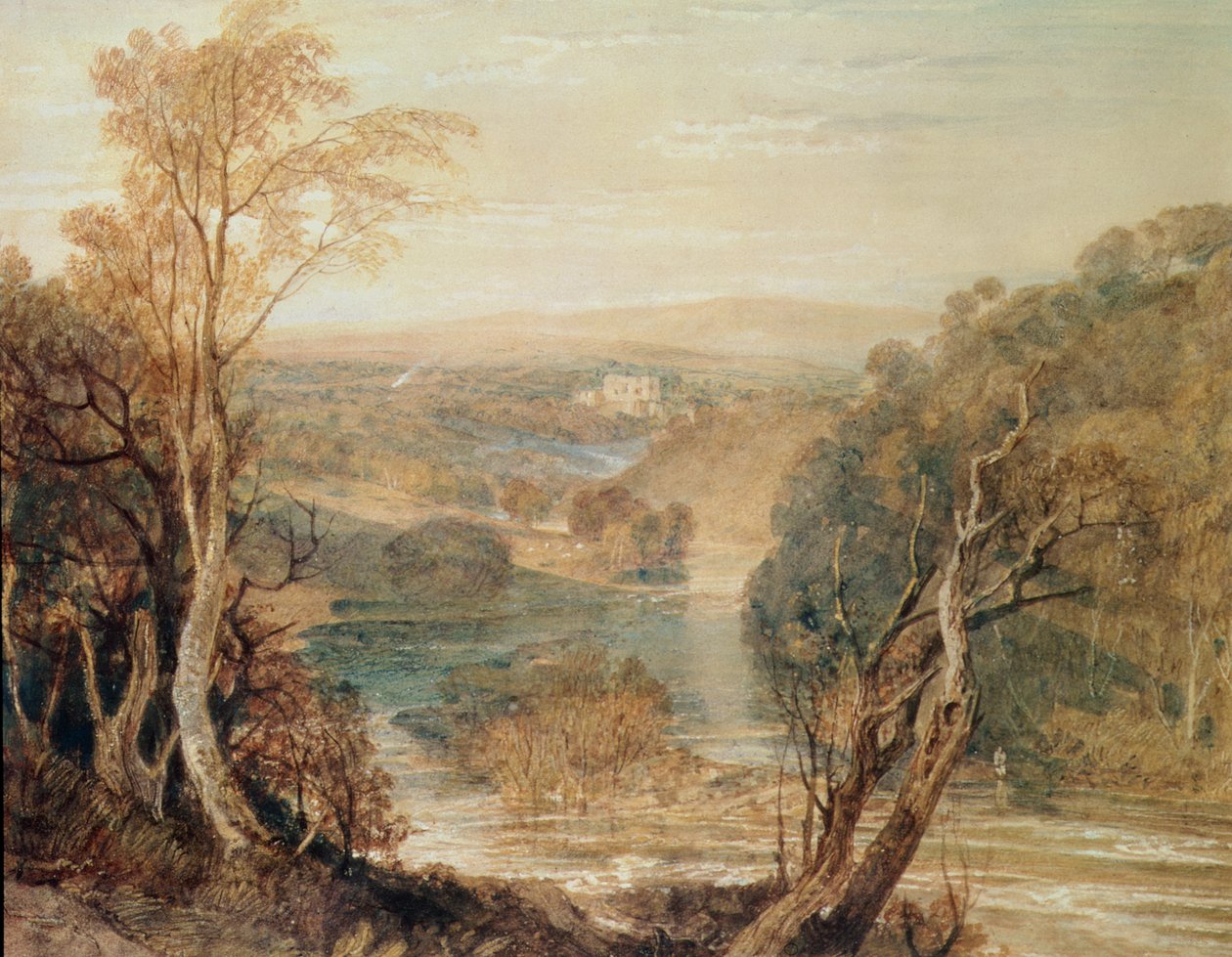 The River Wharfe med en fjern udsigt over Barden Tower af Joseph Mallord William Turner