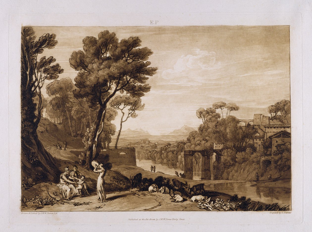 Kvinden og tamburinen, graveret af Charles Turner (1773-1857) 1853-74 af Joseph Mallord William Turner