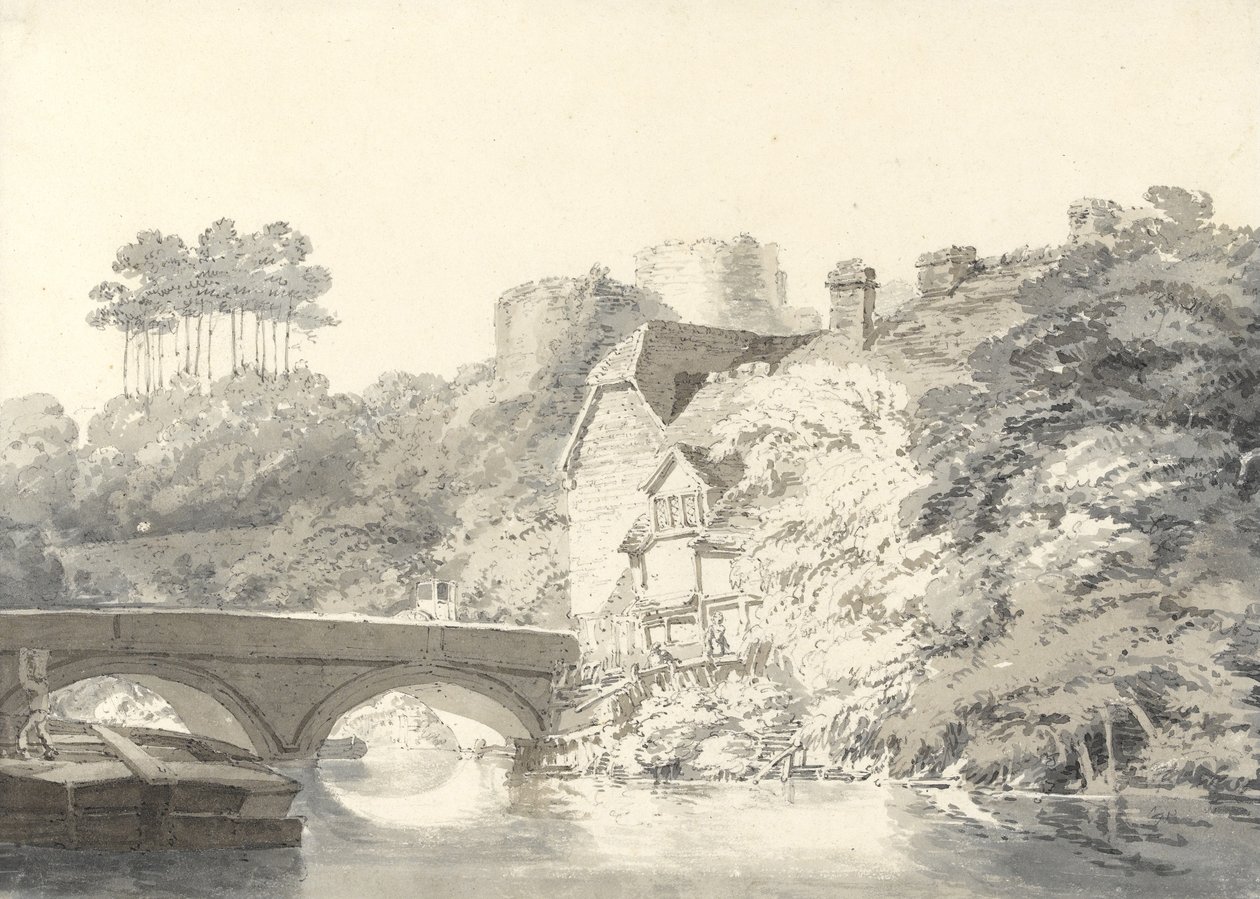 Tonbridge Castle, Kent, ca. 1794 (blyant med vask på papir) af Joseph Mallord William Turner