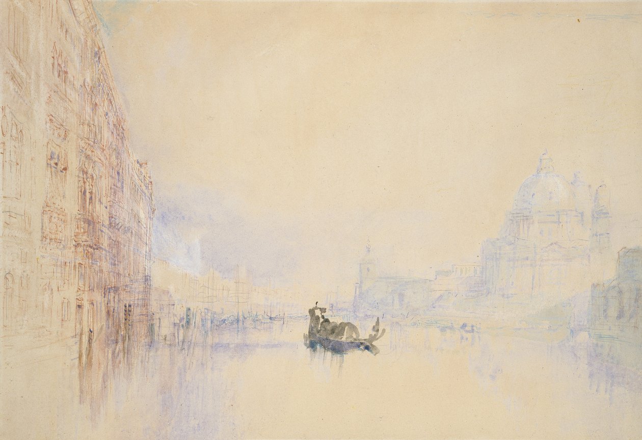Venedig: Den store kanal, 1840 (akvarel over grafit med bodycolour og pen og rød blæk) af Joseph Mallord William Turner