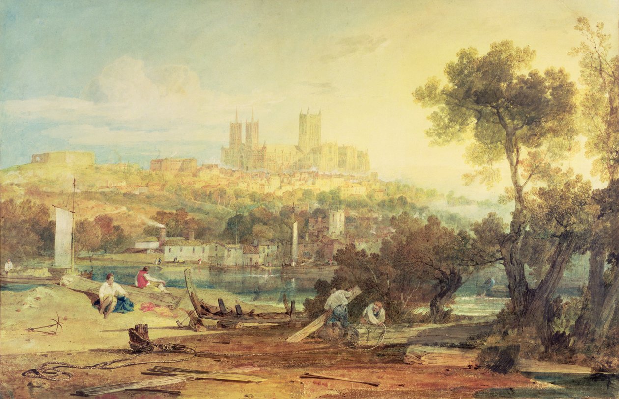 Udsigt over Lincoln af Joseph Mallord William Turner