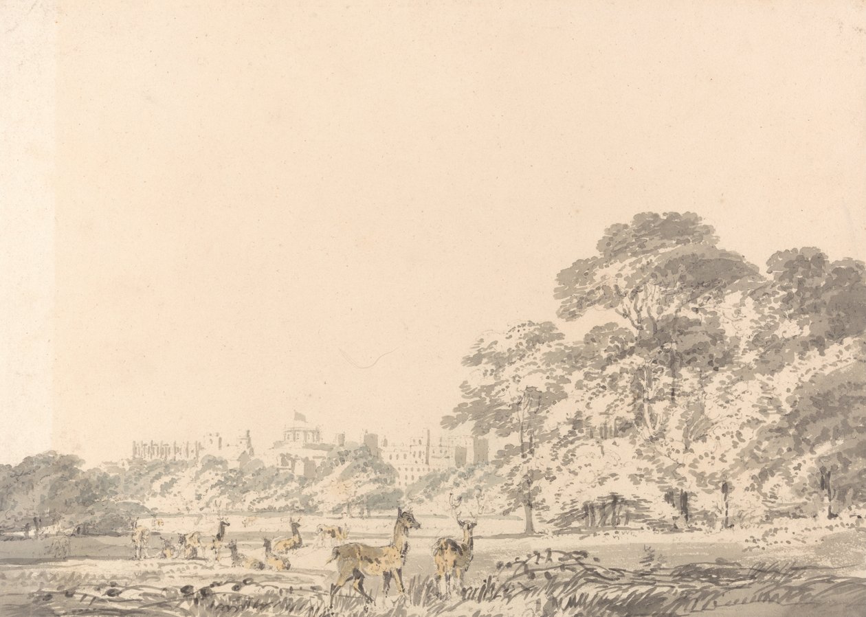 Windsor Slot og Park med hjorte af Joseph Mallord William Turner
