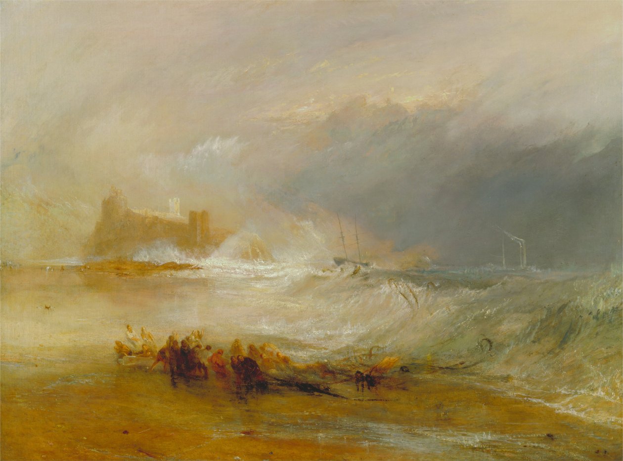 Vrag - Kysten af Northumberland, med en dampbåd, der hjælper et skib ud for kysten af Joseph Mallord William Turner