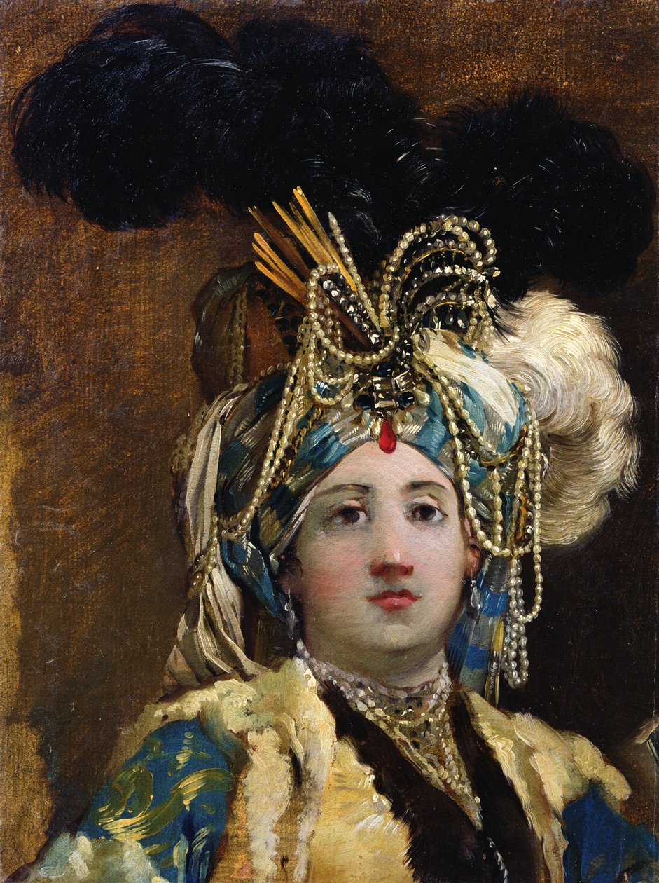 A Sultana, 1748 (olie på papir) af Joseph Marie, the Elder Vien