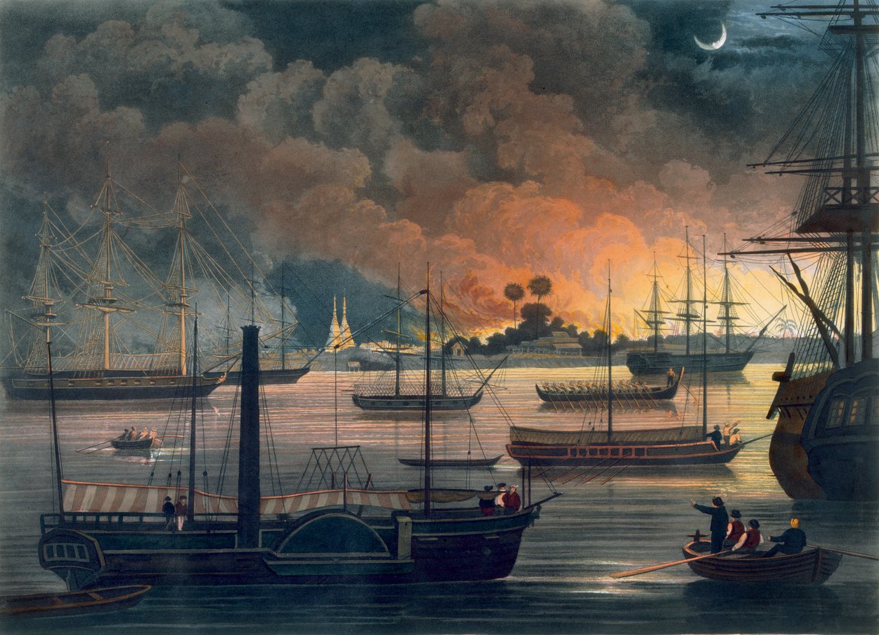 The Conflagration of Dallas on Rangoon River, plade 17 fra 