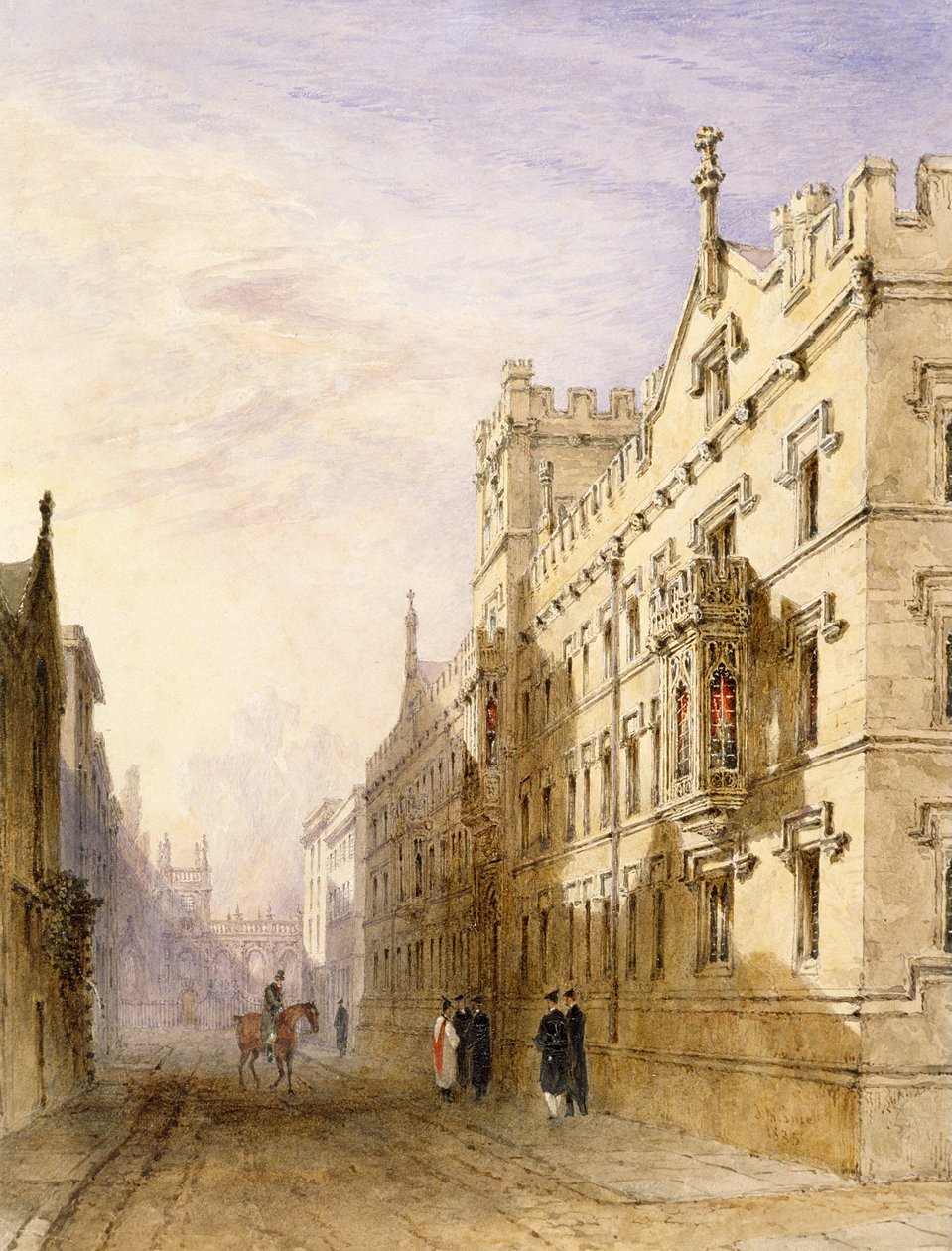 Exeter College, Oxford, 1835 (wc med grafit og tyggegummi på papir) af Joseph Murray Ince