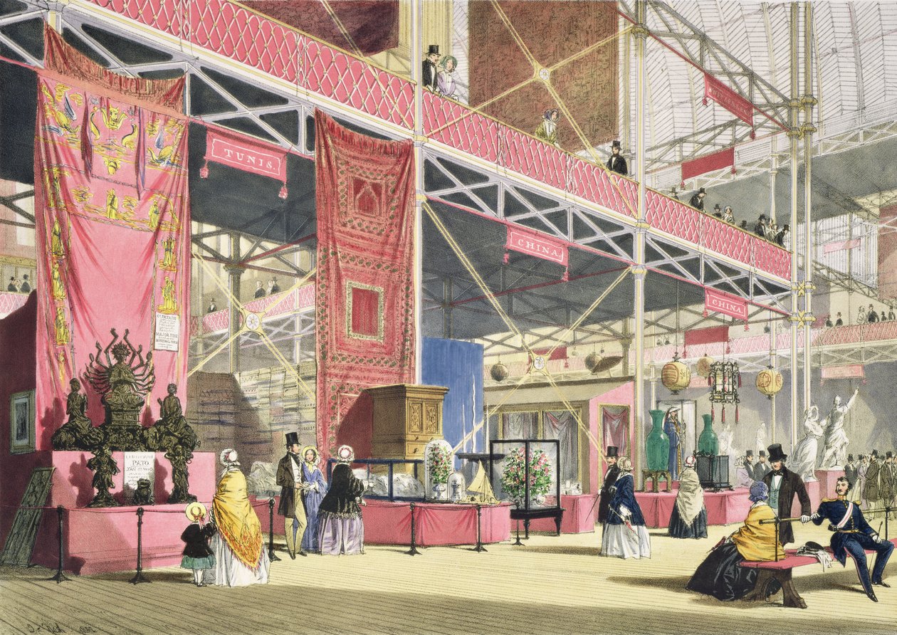 Crystal Palace, Tunis og Kina Gallerier (farvet litho) af Joseph Nash