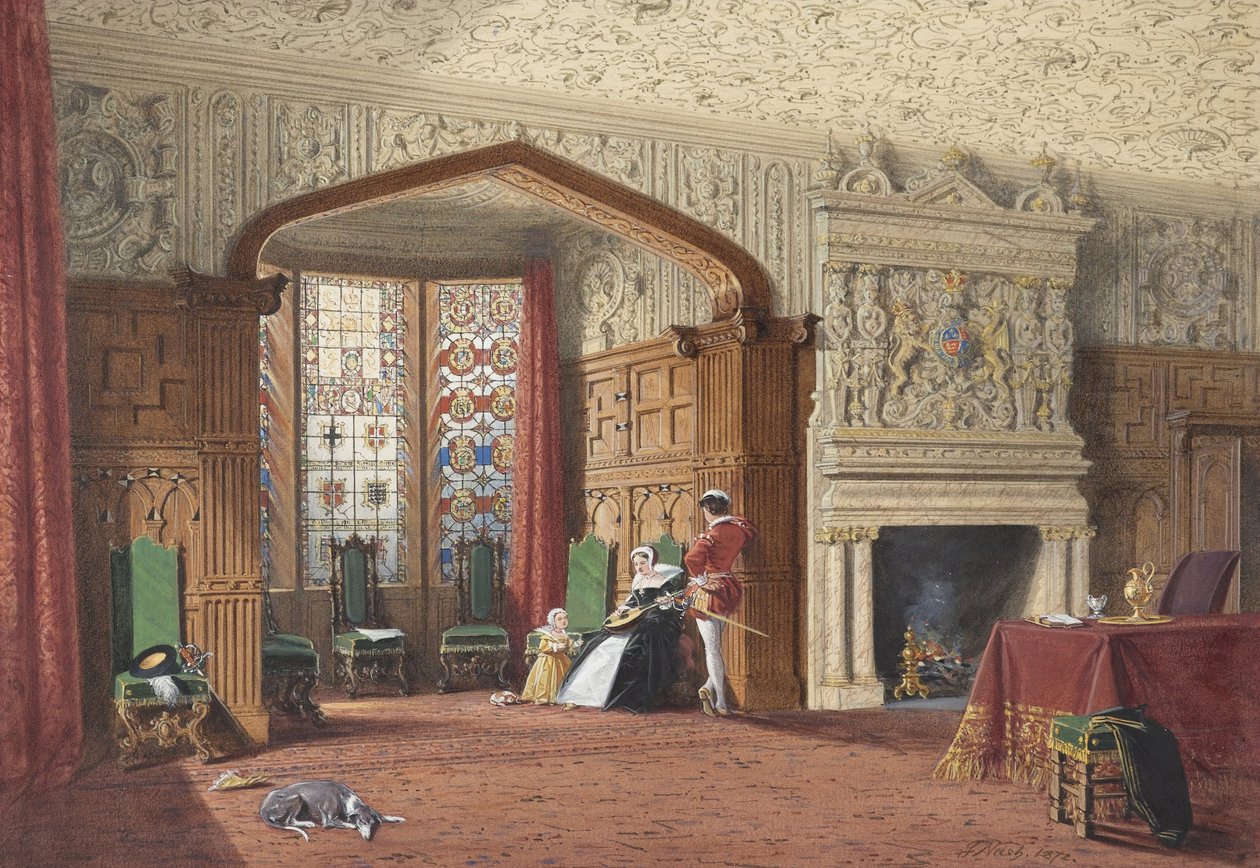 Et elisabethansk værelse i Lyme Hall, Cheshire af Joseph Nash