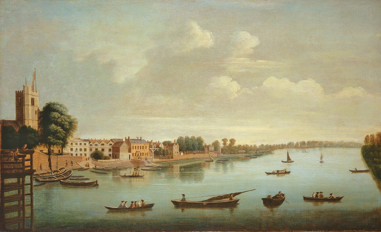 Udsigt over Themsen fra Putney Bridge af Joseph Nichols