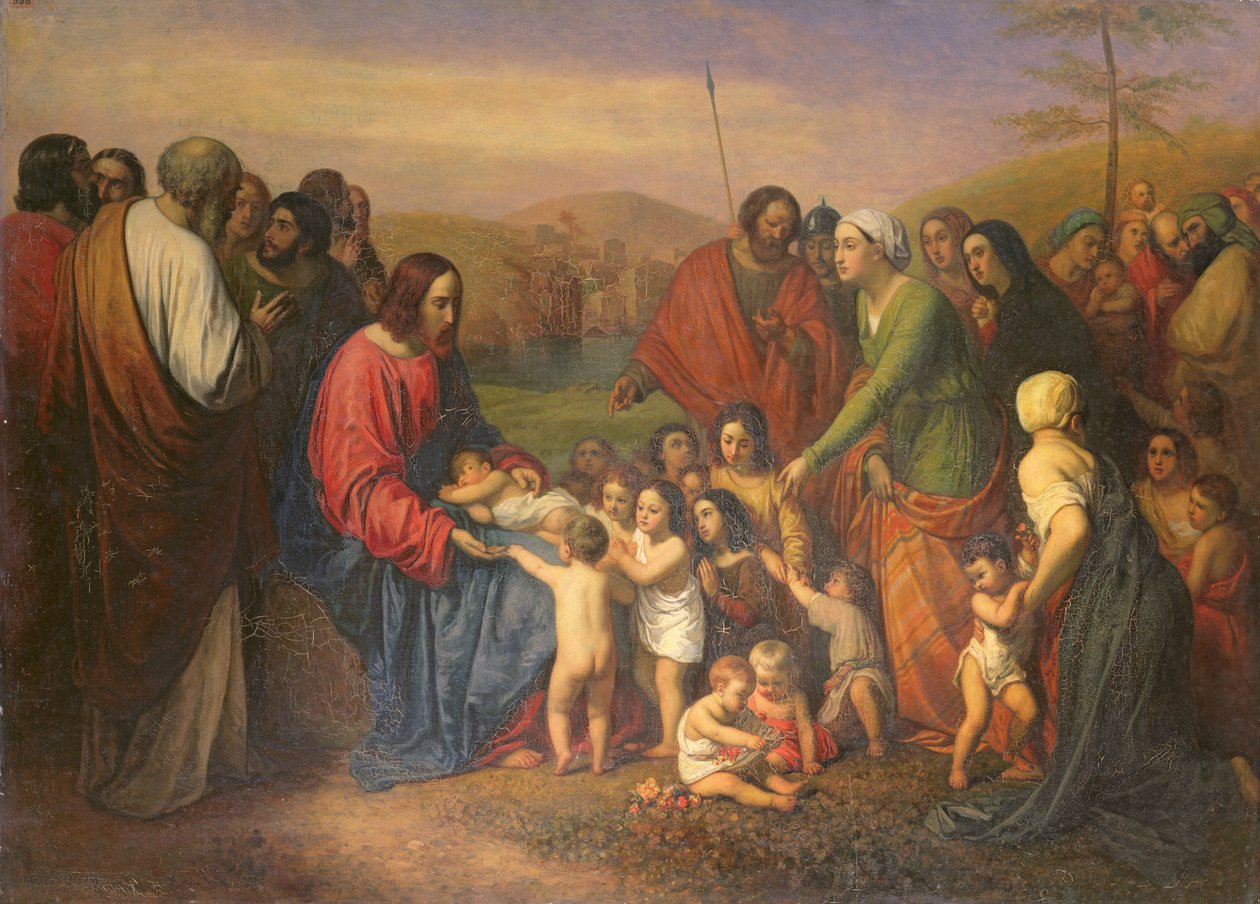 Lad de små børn komme til mig, 1837 af Joseph Nicolas Robert Fleury