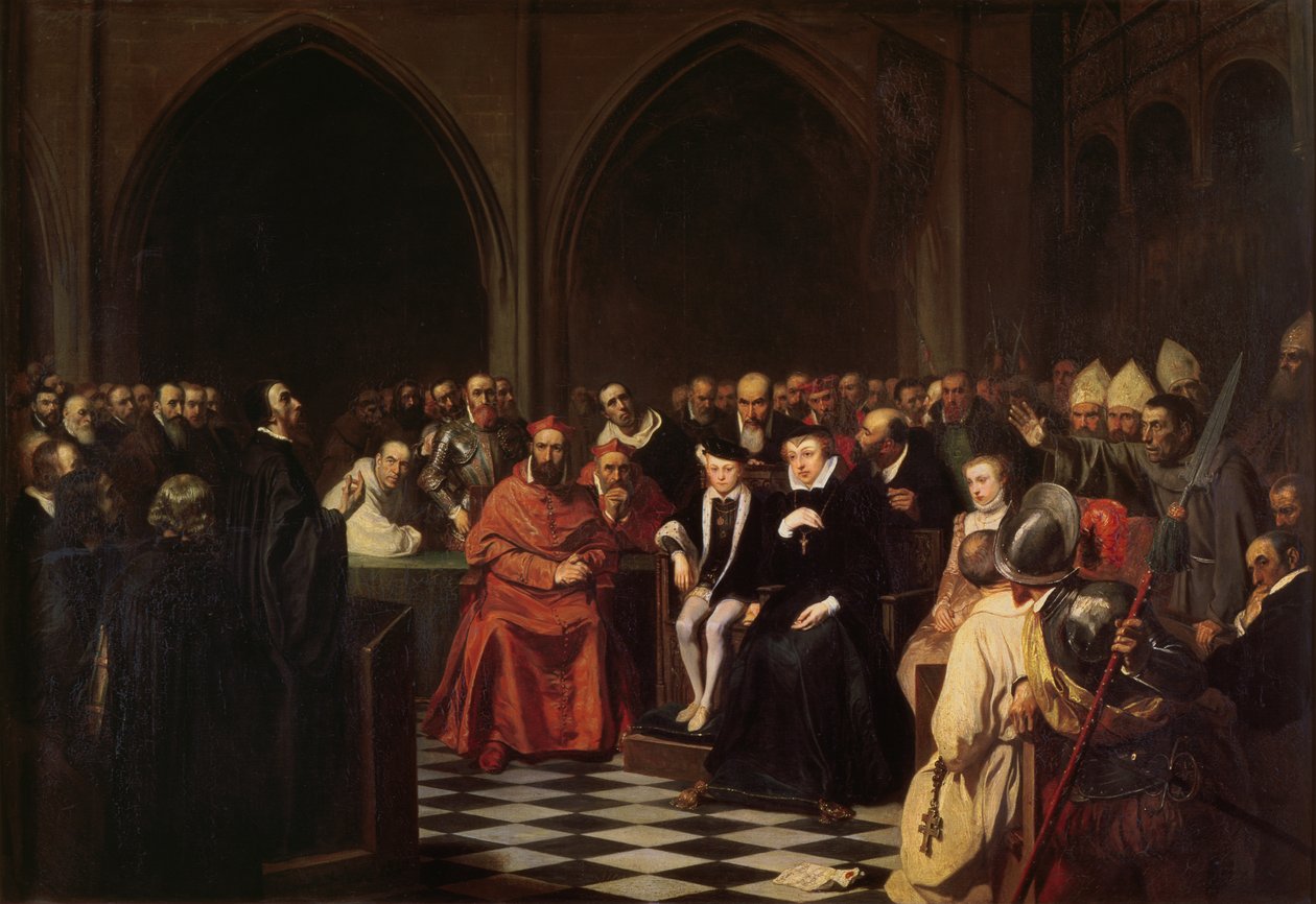 The Colloquy of Poissy i 1561, 1840 af Joseph Nicolas Robert Fleury
