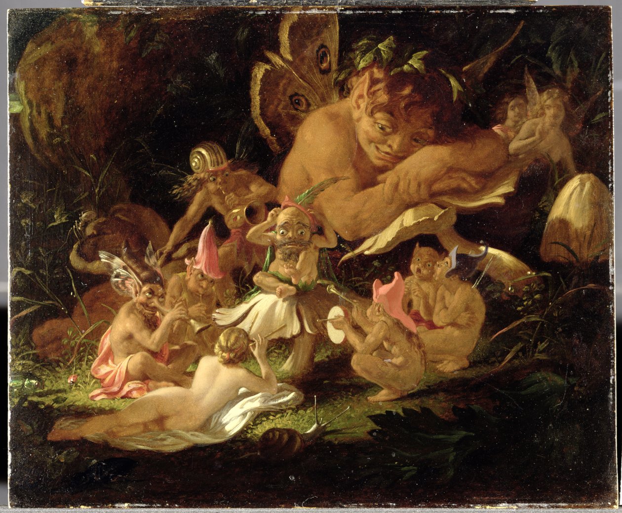Puck og feer, fra "En midsommernatsdrøm", ca.1850 (olie på pap) af Joseph Noel Paton