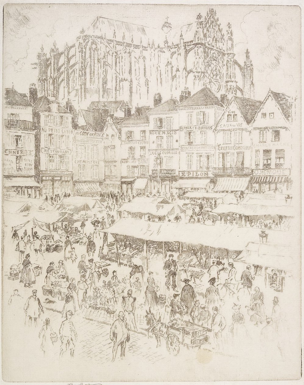 La Place, Beauvois, 1907 af Joseph Pennell
