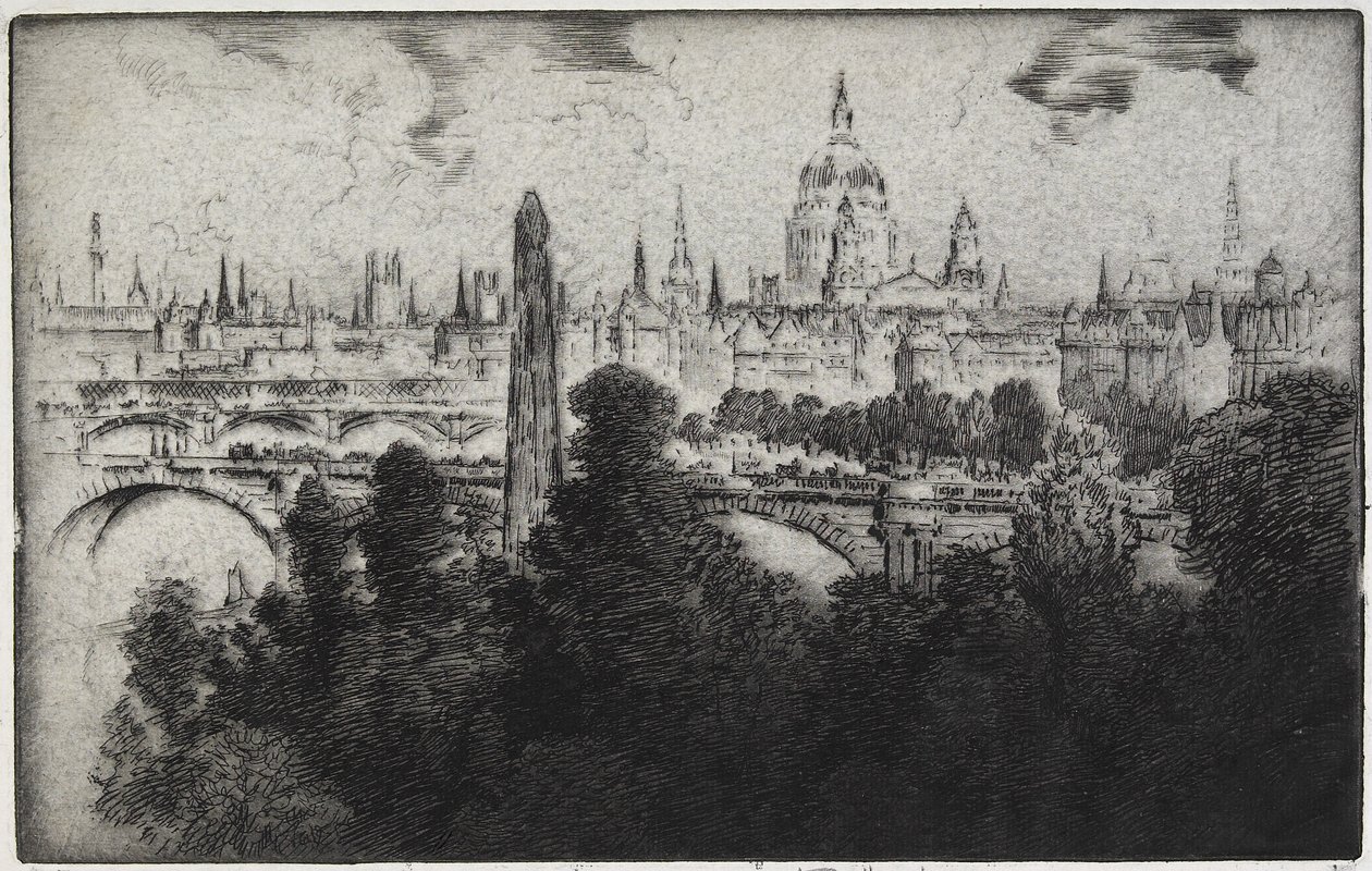 London over Embankment Gardens, 1906 af Joseph Pennell