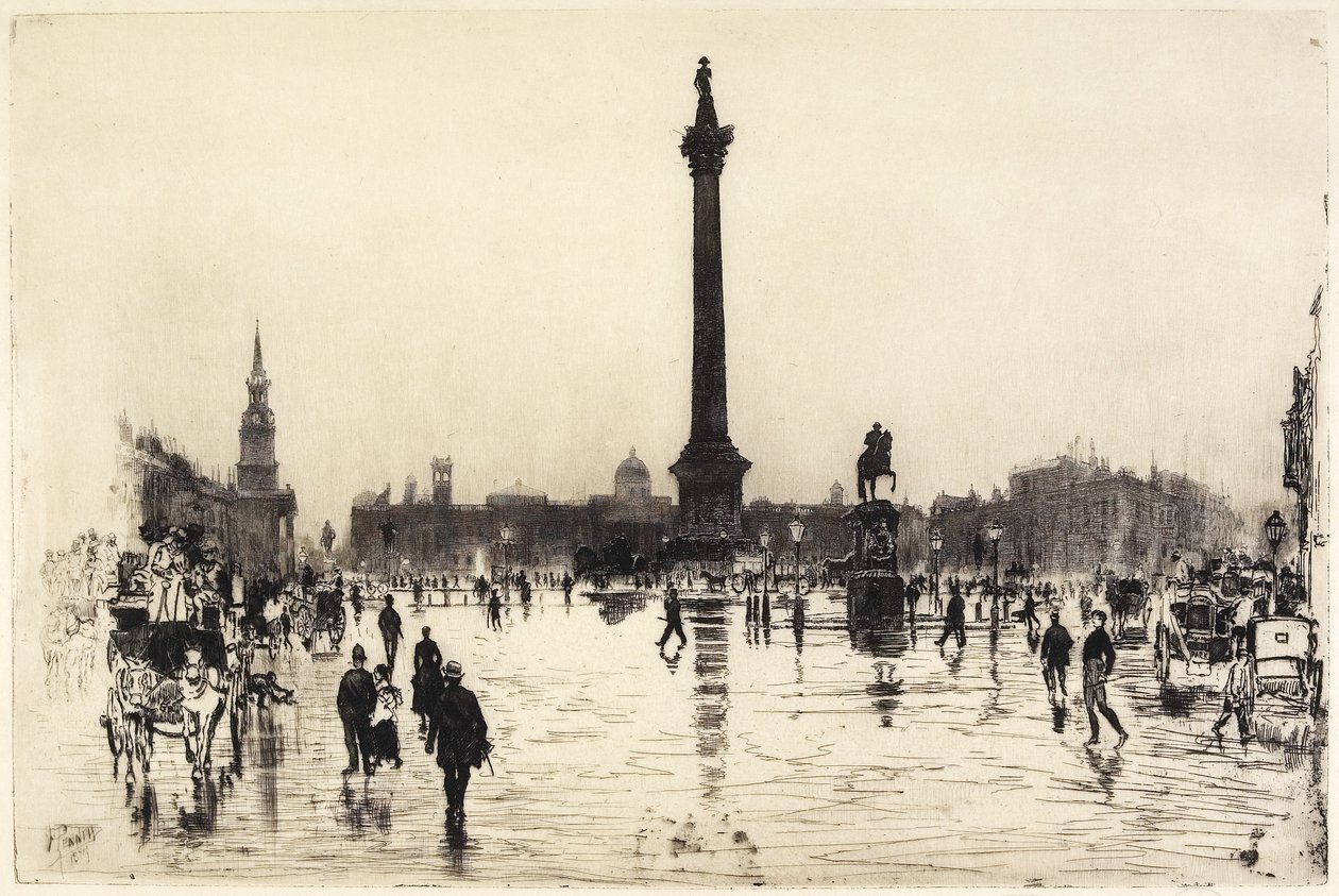 Nelson Monument, Trafalgar Square, London, 1887 af Joseph Pennell