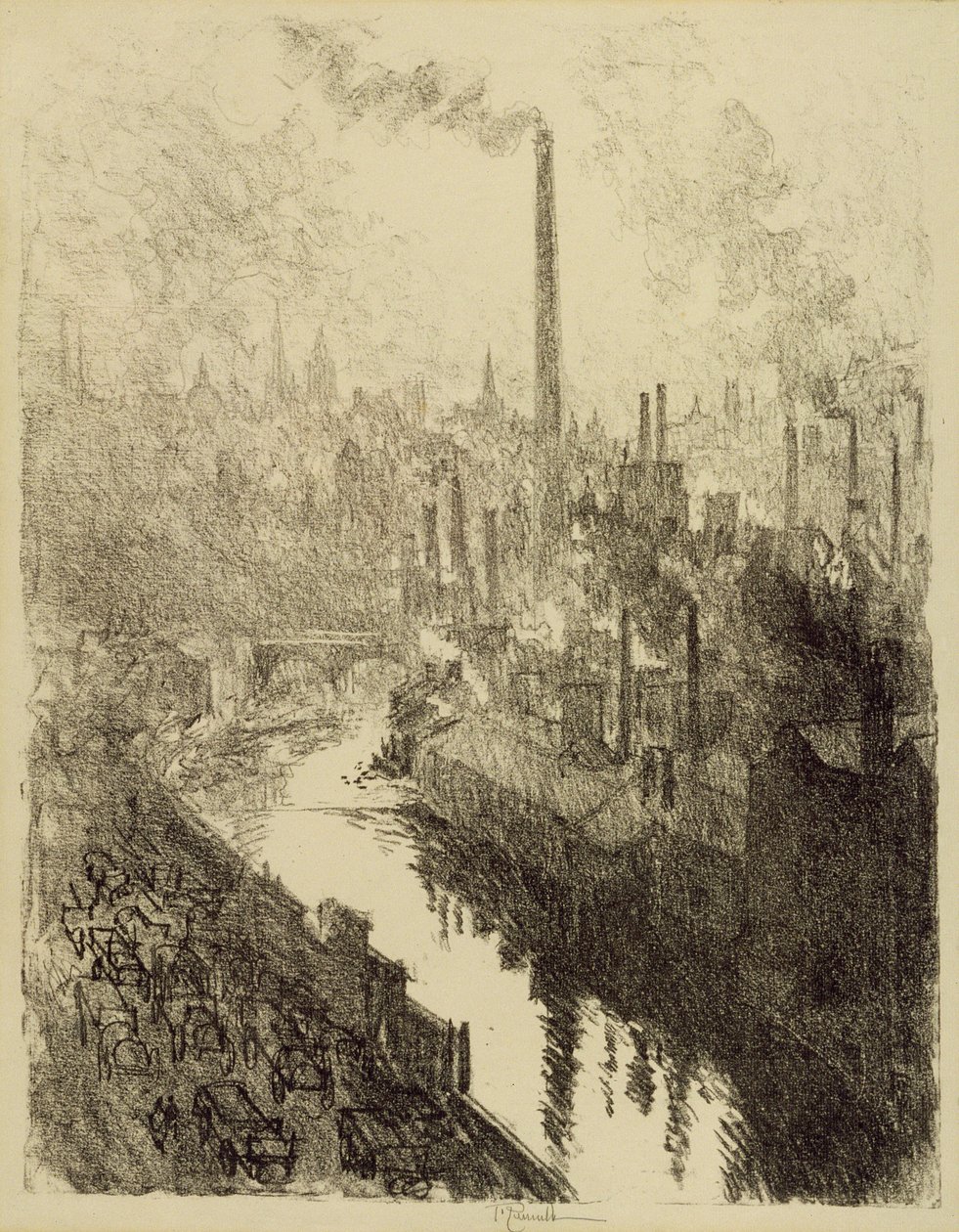Den store skorsten, Sheffield, 1910 af Joseph Pennell