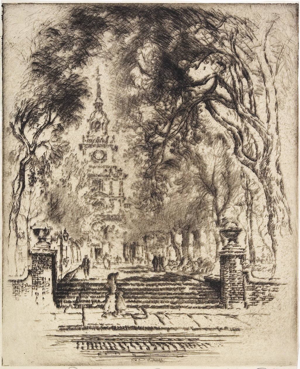 The Square, Independence Square, Philadelphia, 1920 af Joseph Pennell