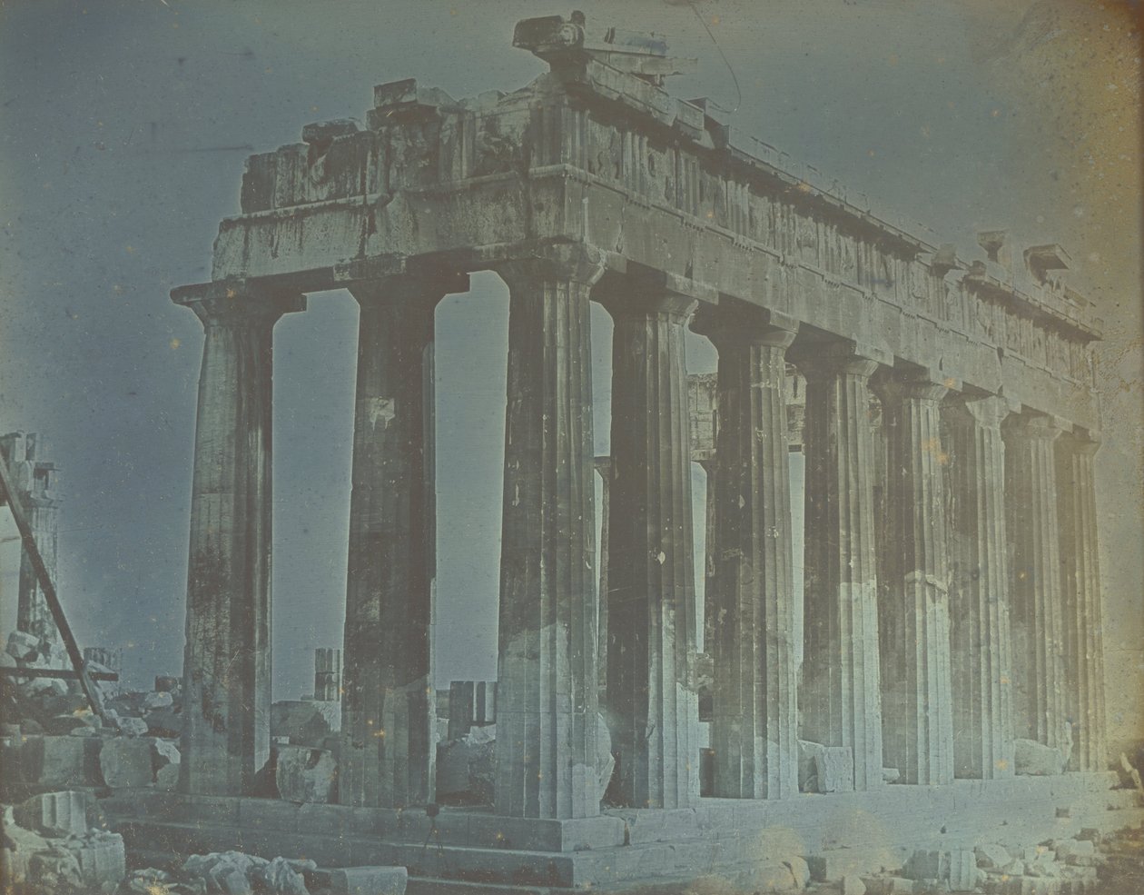 Facade og nordkolonnade ved Parthenon på Akropolis, Athen af Philibert Joseph Girault de Prangey