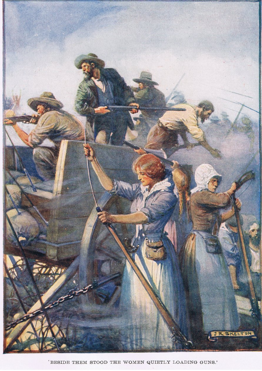 Ved siden af dem stod kvinderne og ladede stille og roligt geværerne af Joseph Ratcliffe Skelton