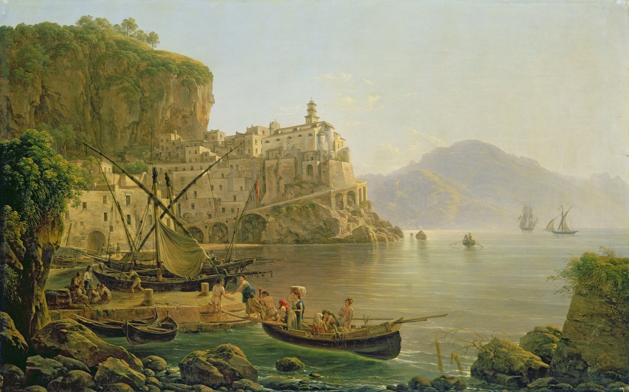 Udsigt mod Atrani på Amalfikysten, 1817 af Joseph Rebell