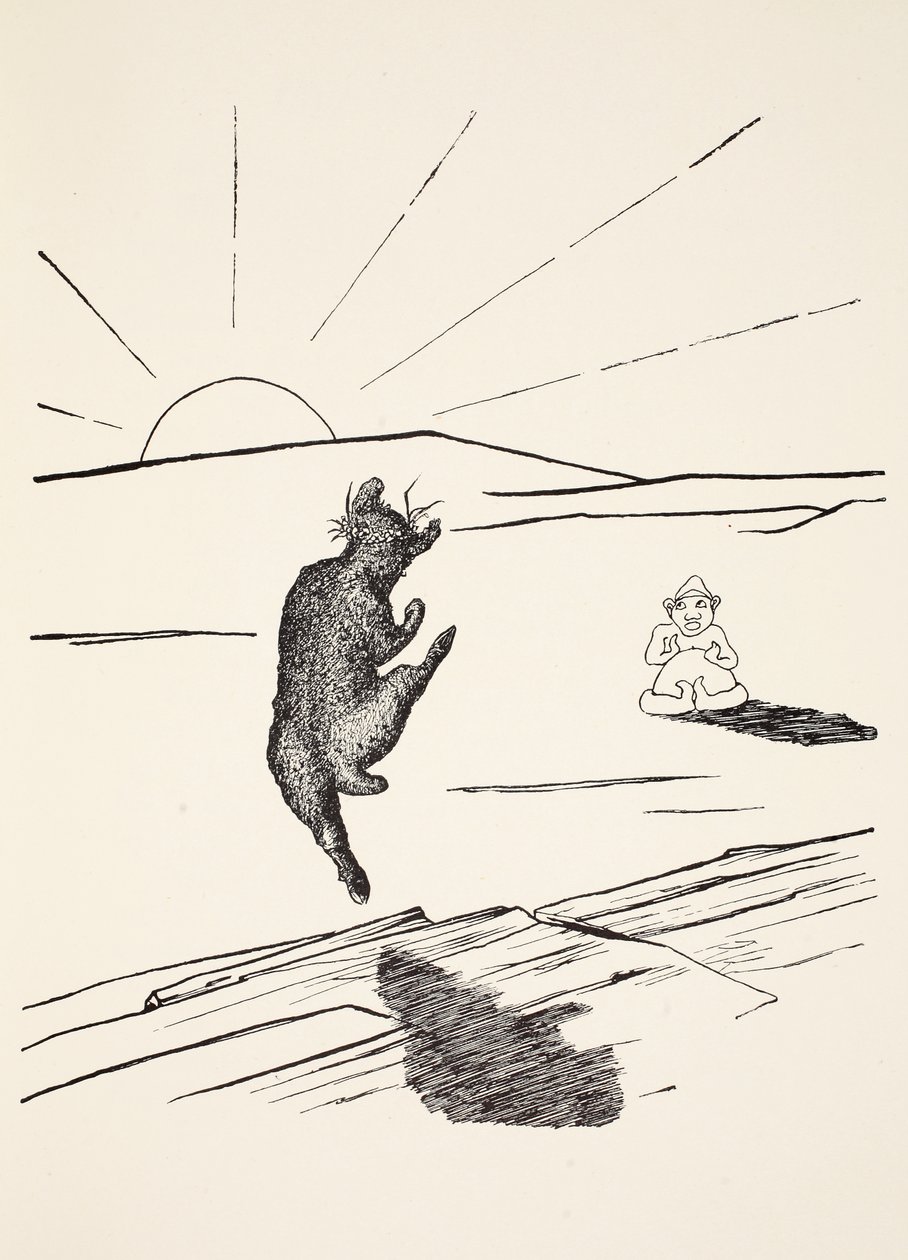 Old Man Kangaroo, da han var det anderledes dyr med fire korte ben, illustration fra 