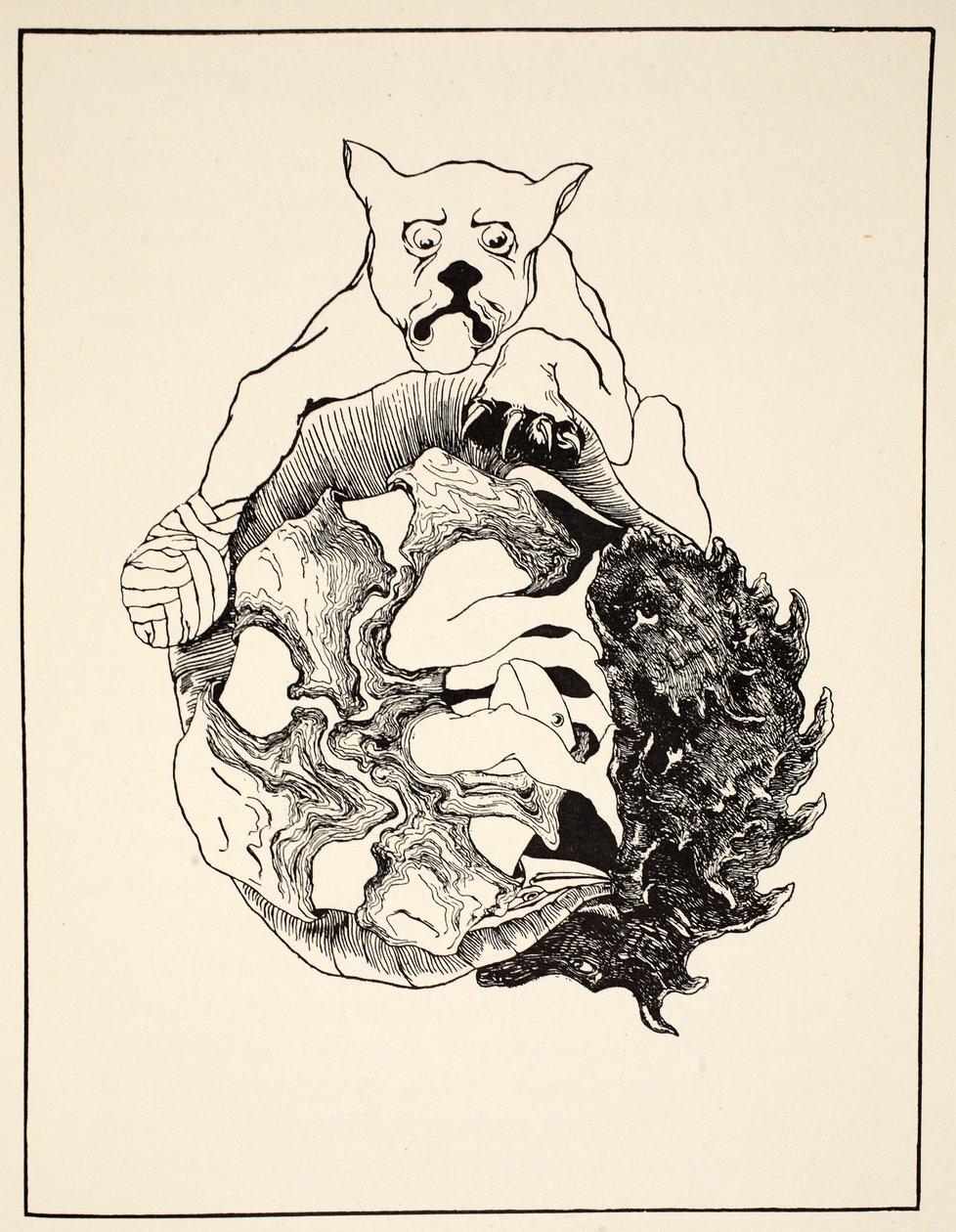 Hele historien om Jaguaren og pindsvinet og skildpadden og bæltedyret i en bunke, illustration fra "Just So Stories for Little Children" af Rudyard Kipling, udgivet af. London, 1951 af Joseph Rudyard Kipling