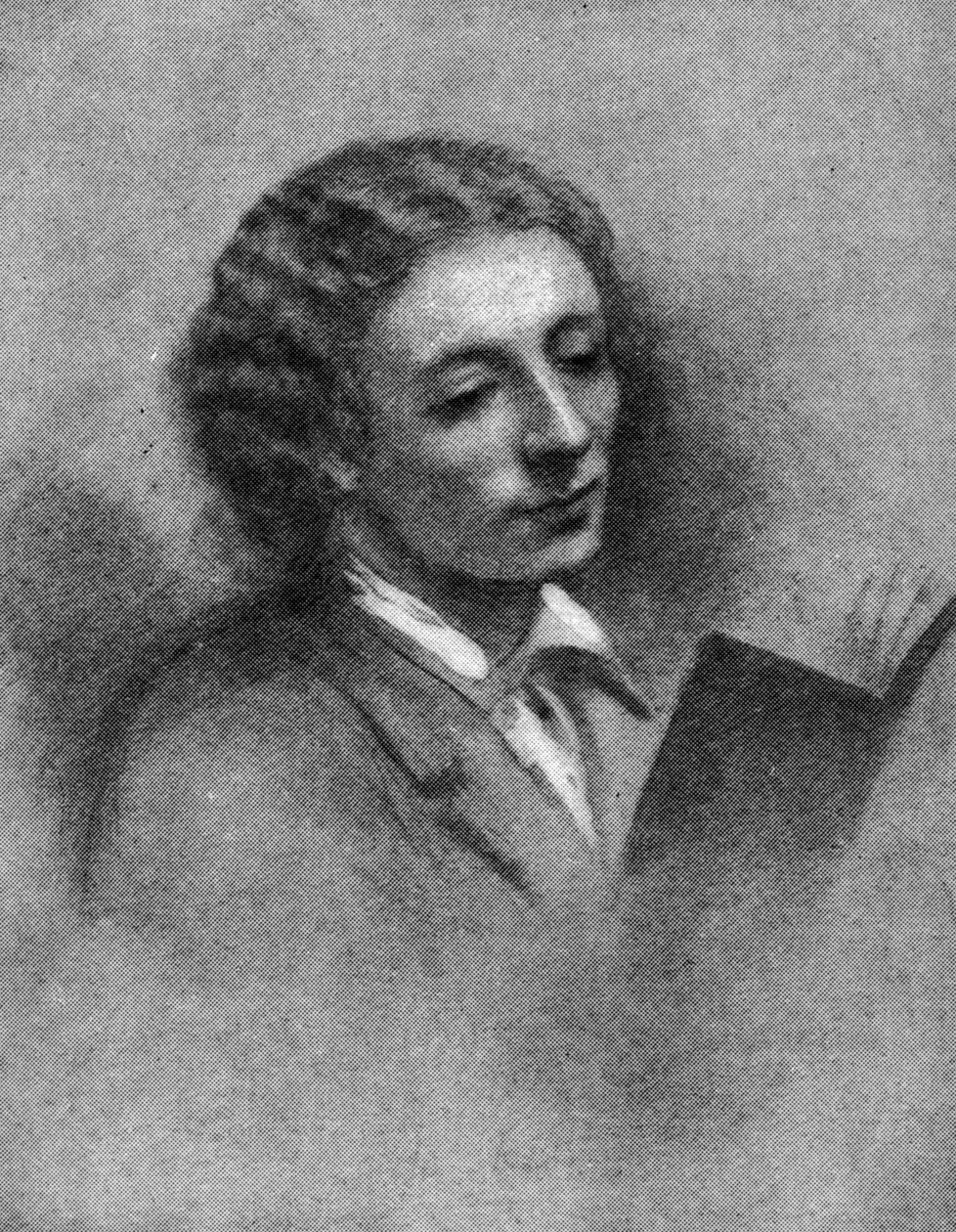 John Keats (kul og kridt på papir) af Joseph Severn