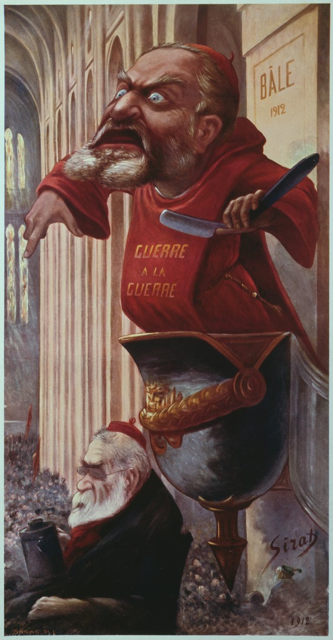 Karikatur af Jean Jaures og Edouard Vaillant på Den Anden Socialistiske Internationales kongres i Basel i 1912 af Joseph Sirat