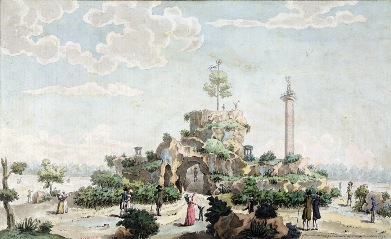 Kunstigt bjerg bygget i 1793 på Champs de Mars af Joseph Tassy