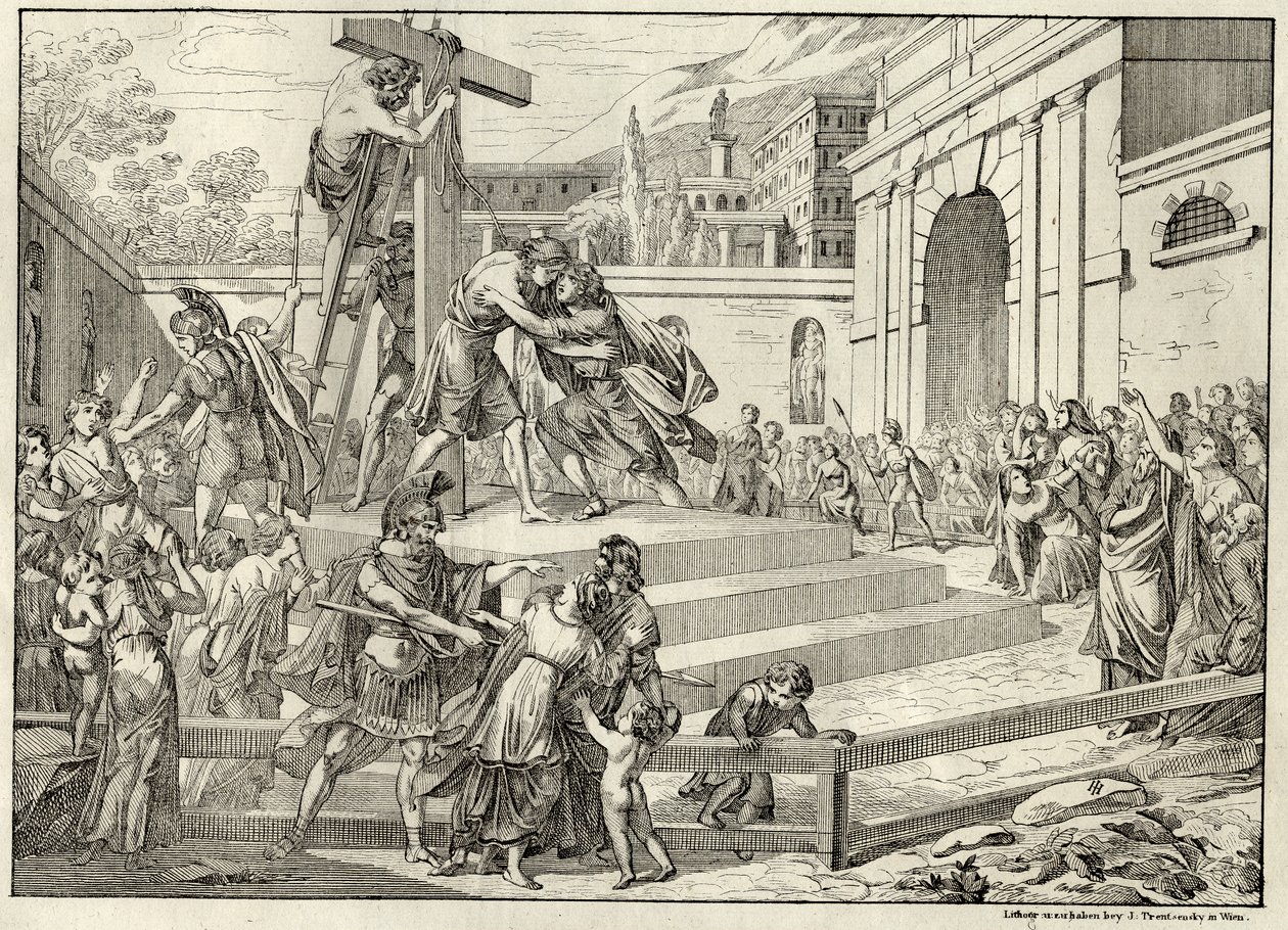 Illustration af balladen Die Bürgschaft af Friedrich Schiller. af Joseph Trentsensky