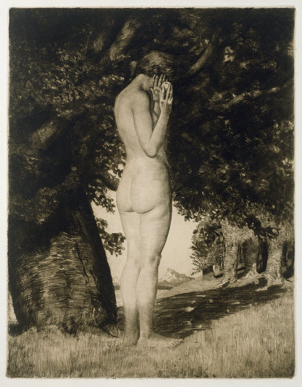 Eva, 1918 (ætsning på papir) af Joseph Uhl