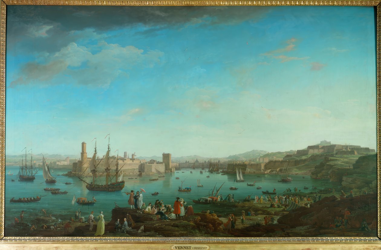 Indgangen til havnen i Marseille af Claude Joseph Vernet