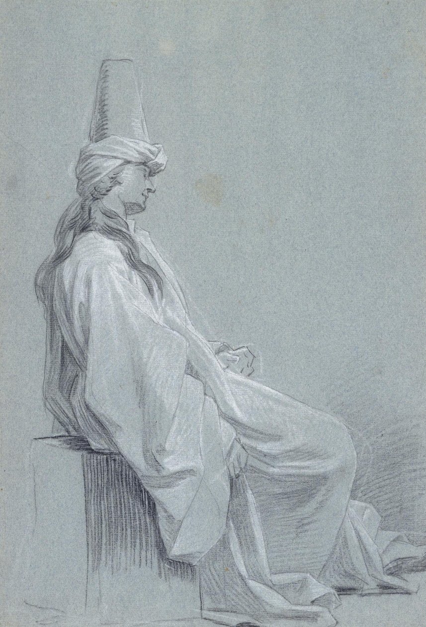 En ung mand siddende i orientalsk kostume af Joseph Vivien