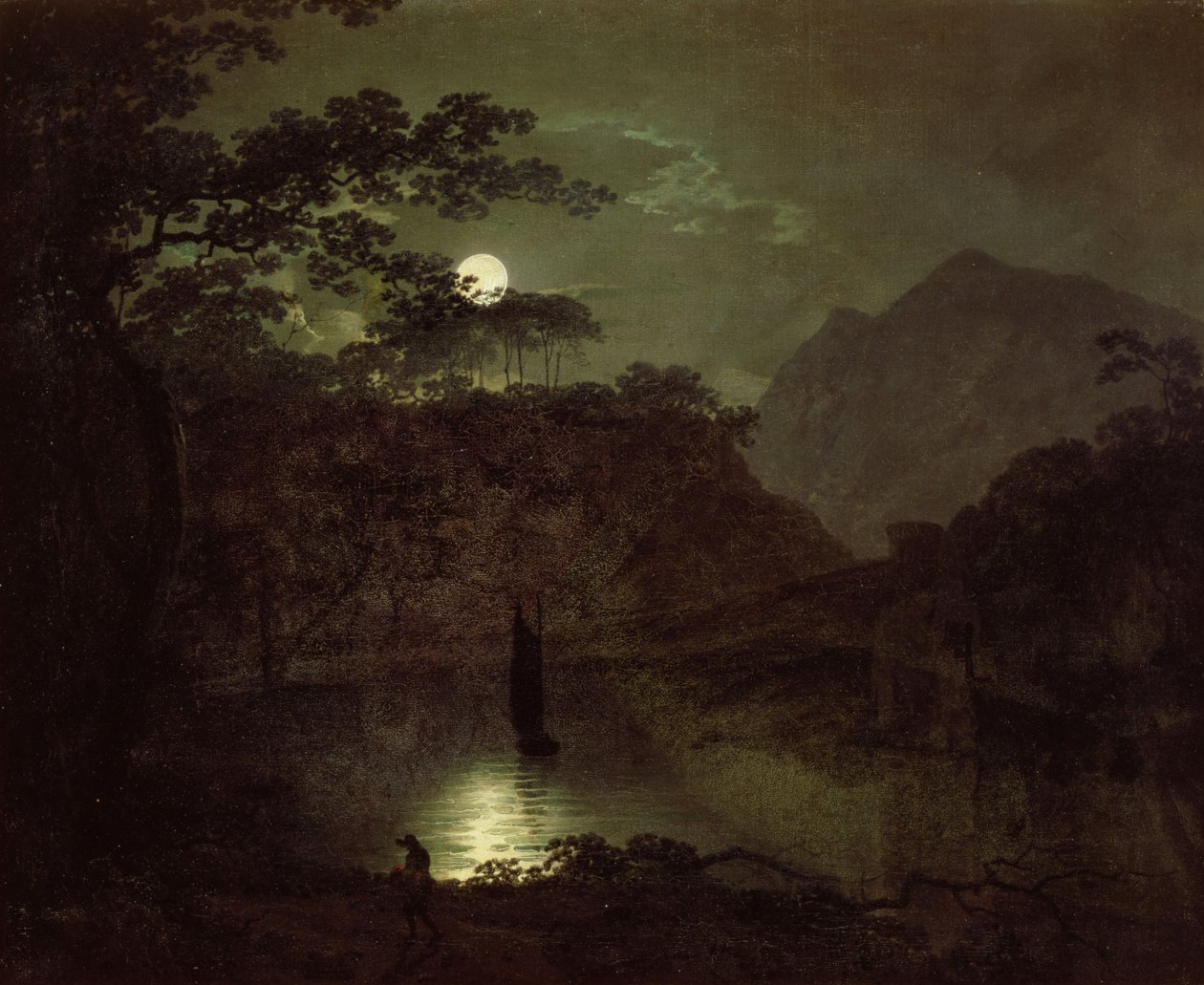En sø ved måneskin, ca. 1780-82 af Joseph Wright of Derby