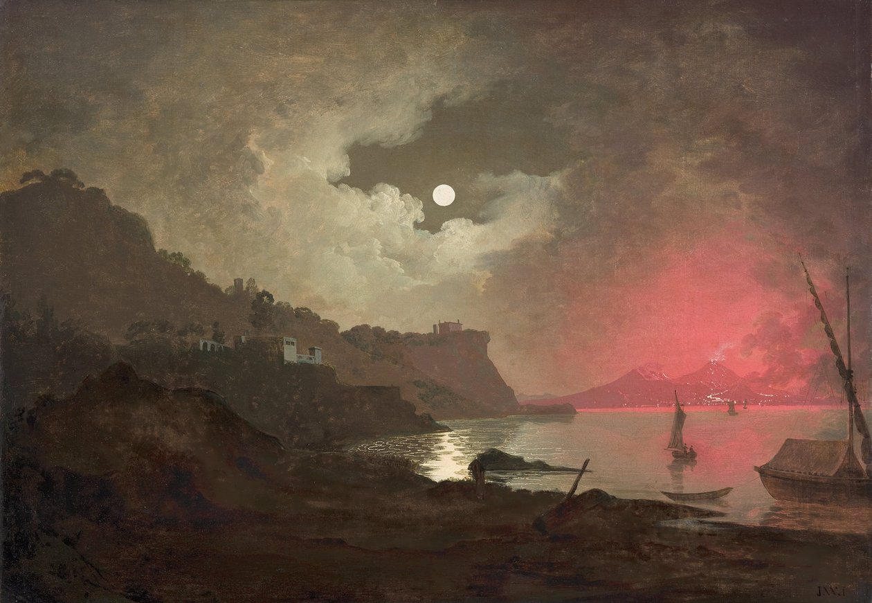 En udsigt over Vesuvius fra Posillipo, Napoli af Joseph Wright of Derby