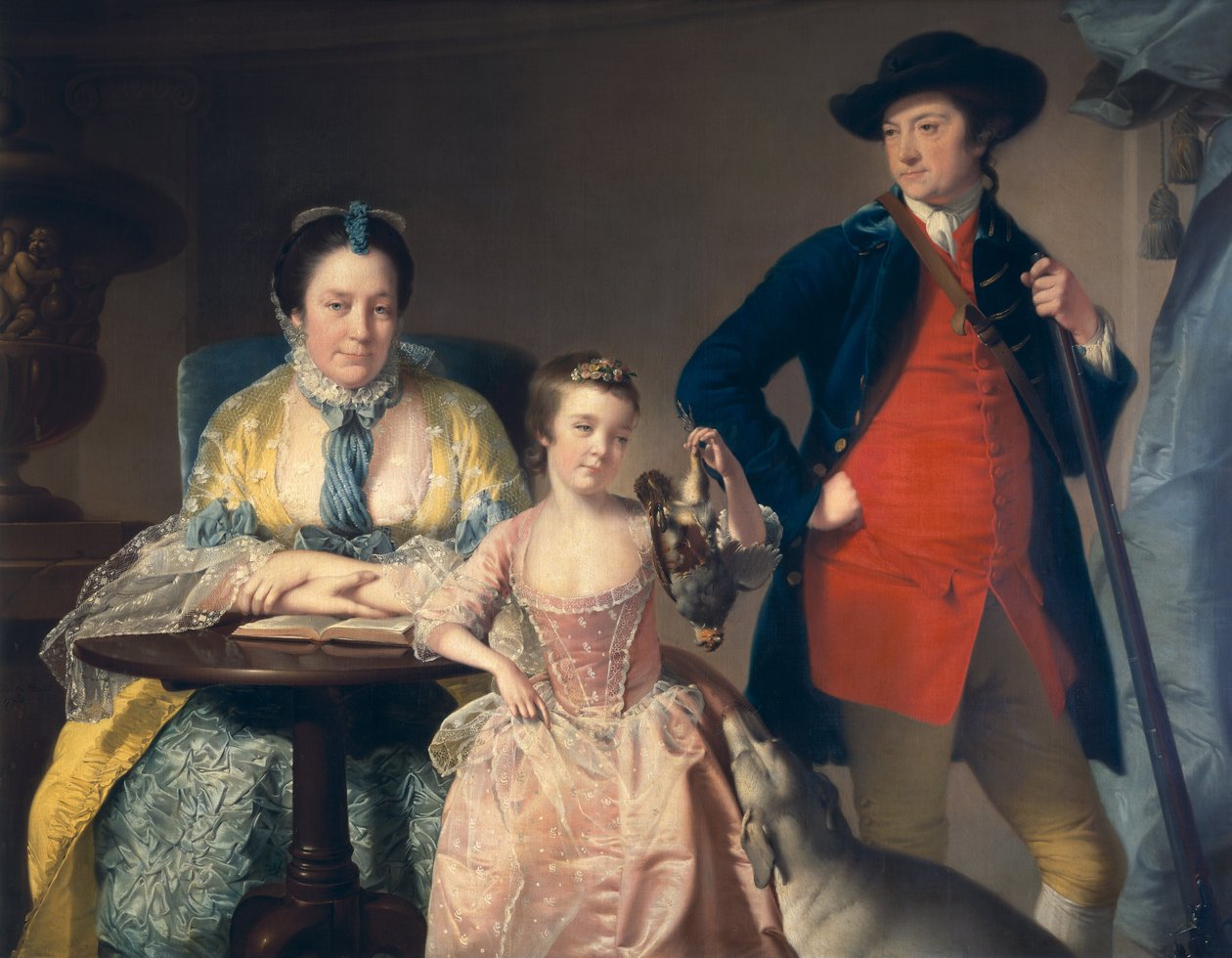 James og Mary Shuttleworth med en af deres døtre, 1764 af Joseph Wright of Derby