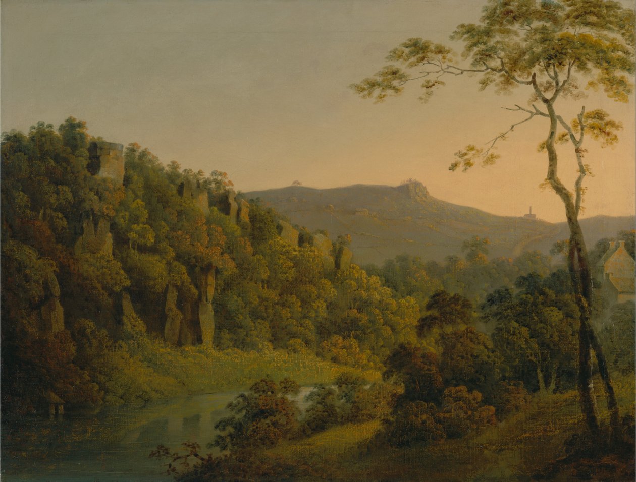 Matlock Dale og kigger mod Black Rock Escarpment af Joseph Wright of Derby